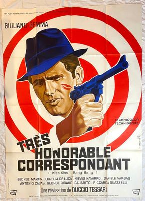 Affiche française du film « The Honorable », représentant un homme coiffé d'un fedora et tenant un pistolet