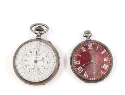 two clocks that are sitting side by side on a white surface