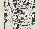 an image of a black and white drawing of a group of people