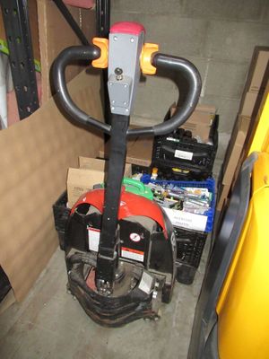 an image of a forklift parked in a garage