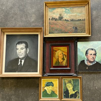 LOT DE 6 PIÈCES ENCADRÉES Comprenant : trois portraits et tr… - Photo 1