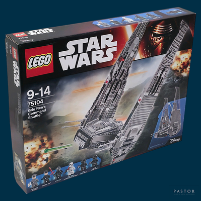 une boîte contenant des sets Lego Star Wars sur fond bleu