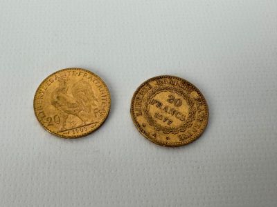 two gold coins, one of which is a sovereign and the other of which is a sovereign