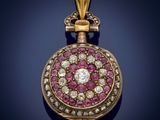 an antique ruby and diamond locke pendant