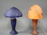 paire de lampes de table Art déco aux teintes de bleu et de marron
