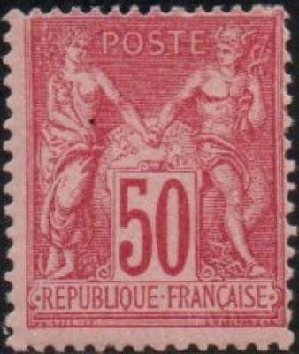 a stamp with a picture of two women on it