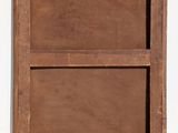 an old wooden box with two open shelves on a white surface