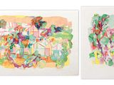 deux tableaux de couleurs et de formes différentes sur une surface blanche