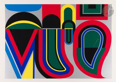 an image of a painting with different colors and shapes on it