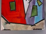 a picture of a painting of a house and a bird