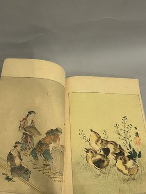 a book with a picture of a man and a dog on it