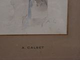 a picture of a painting of a woman in a hat