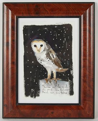 Olga BILOSHENKO (1977) "Chouette", aquarelle et encre, signé…