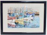 une image d'une peinture de bateaux dans l'eau