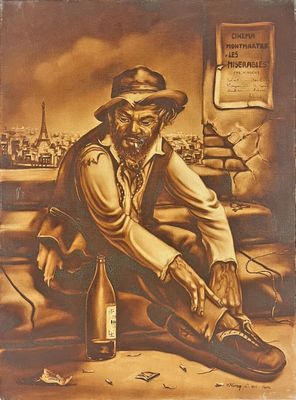 L. KOROM (XXème siècle) Le fumeur parisien