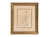 tableau représentant une femme assise sur une chaise, dans un cadre doré