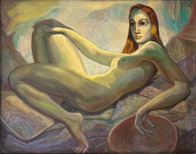 Non attribué, XXe Grand nu féminin, huile sur panneau, 120 x…