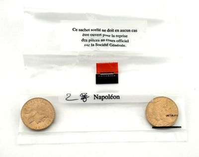 DEUX PIECES de 20 francs or Marianne, 1913 et 1907 sous scellés