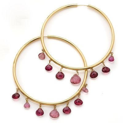 Paire de boucles d'oreilles créoles en or 18k (750e), retena…