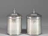 pair of silverplated salt and pepper shakers