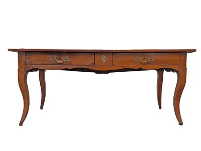 an image of a wooden table with two drawers