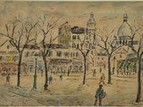 dessin représentant une rue de la ville avec des passants qui marchent sur le trottoir