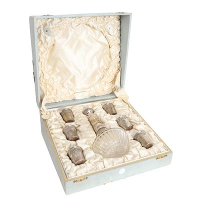 Coffret service en crystal et argent massif