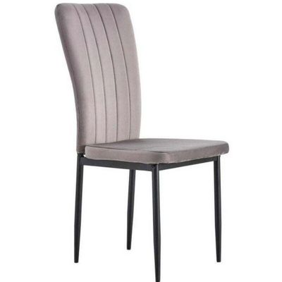 Lot De 4 Chaises Pony -Assise Velours Gris -Pieds Métal
