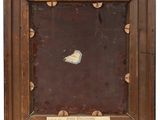 a painting of a wooden frame with a small piece of paper in it