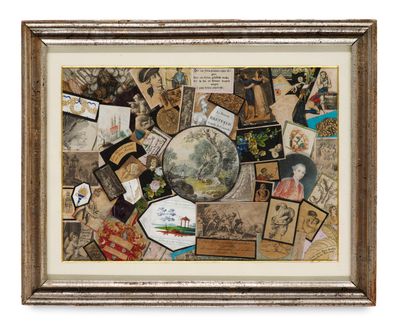 une photo encadrée représentant un collage de vieilles cartes postales et de photos