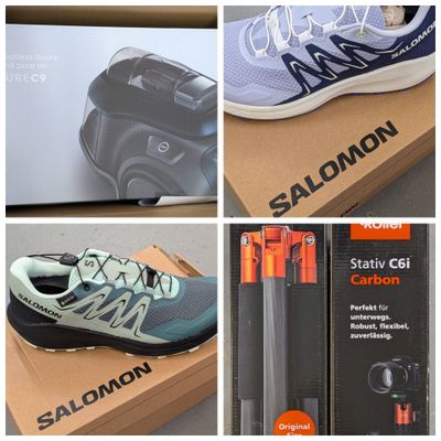 Plusieurs photos de différentes paires de chaussures sont représentées sur une boîte