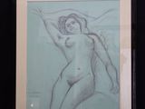 dessin représentant une femme nue dans un cadre noir sur fond noir