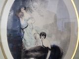 une photo d'une femme et d'un chien dans un cadre