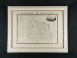 a framed map of the county of somerset in england