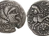 une pièce d'argent sur laquelle figure l'effigie d'un lion