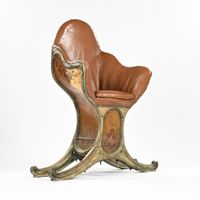VENISE, Fauteuil de gondole en bois mouluré laqué 19ème sièc… (photo 3)