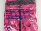 a pink and black bag filled with pink and black items
