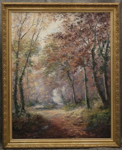 Gaston THIERY (1922-2013) « Au bois de la Brétaudière » - Huile s...