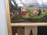 a painting of a woman with sheep in a field