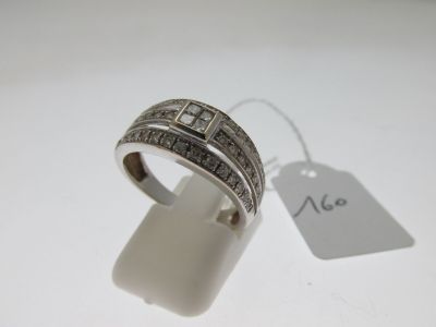 bague monture or gris 750°/°° ajourée, sertie de diamants … - Photo 1