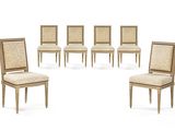lot de six chaises avec dossier et assise rembourrés