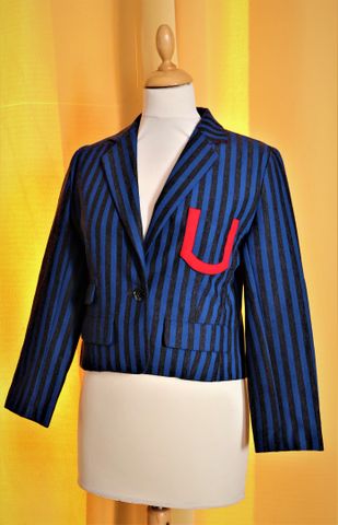 JCDC by JC DE CASTELBAJAC – Blazer court bleu à rayures noires, b...
