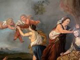 a painting of a group of people in a field