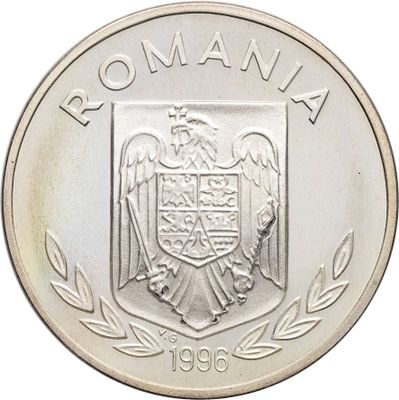 an image of a coin with the coat of arms of the country of romania
