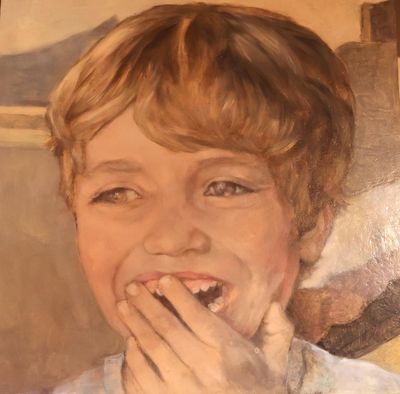 tableau représentant un jeune garçon, la main sur la bouche