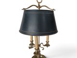 an image of a table lamp with a black shade on it