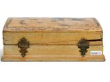 a small wooden box with a handle on it