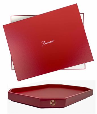 a close up of a red box on a white background