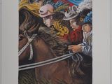 a picture of a painting of a man riding a horse