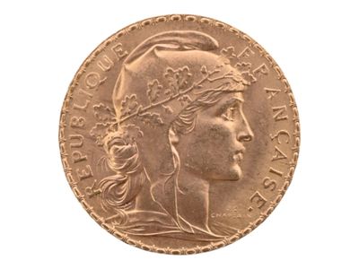 Pièce de 20 francs or au coq, 1910. Petites usures. - Photo 1